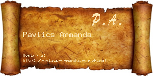 Pavlics Armanda névjegykártya